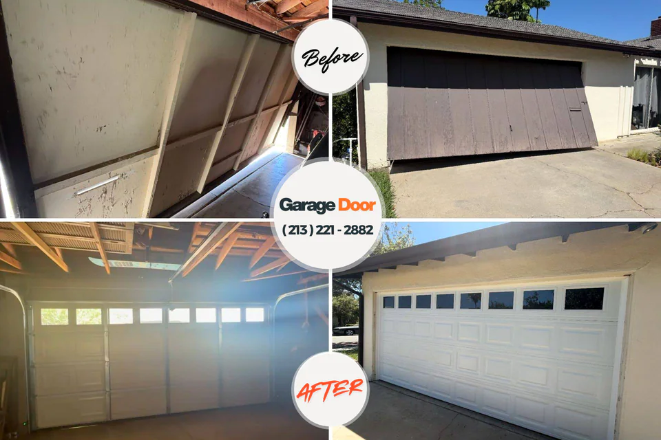 Before and after: garage door repair Longview Heights, WA